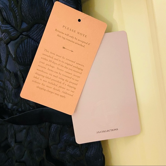 Anthropologie JS Collections NWT Navy/Black Winter Floral Formal Dress. Size 4. - Picture 10 of 11